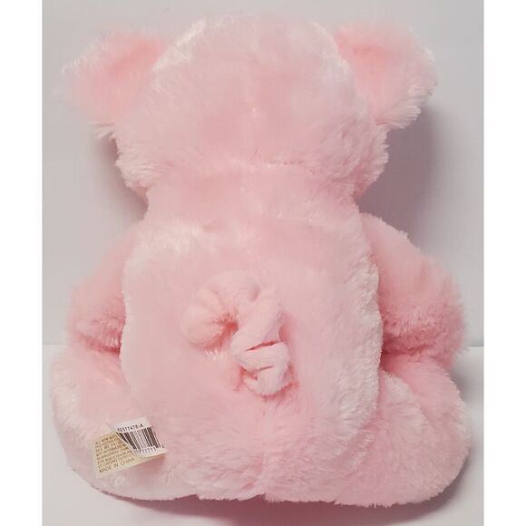 Dan Dee Pink Pig Stuffed w/Bow Plush Animal Pig Ribbed Curly Tail Super Soft Fur - Picture 7 of 14